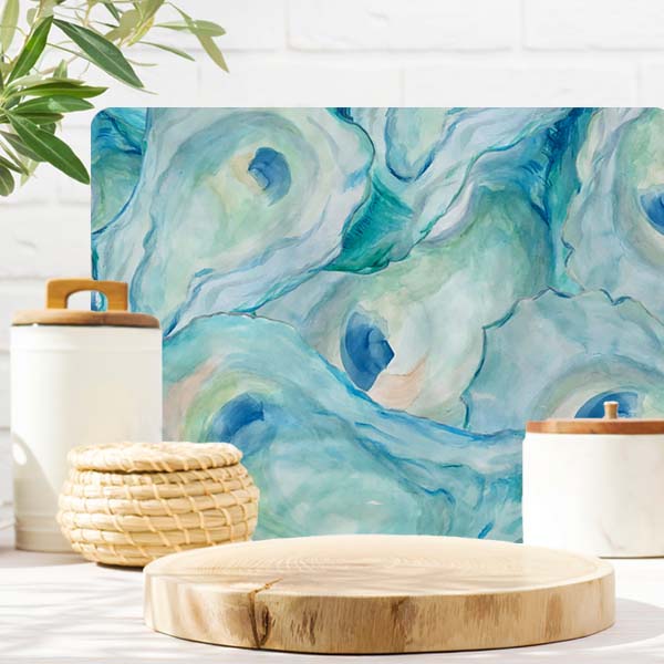 Awash in Oysters Glass Cutting Board