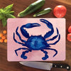 Blue Crab Pink Glass Cutting Board