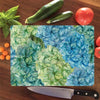 Blue-Green Hydrangeas Glass Cutting Board
