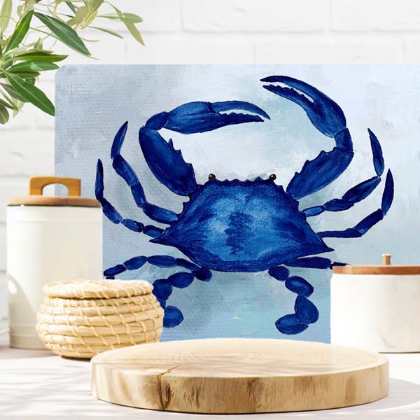 Blue Crab Blue Glass Cutting Board