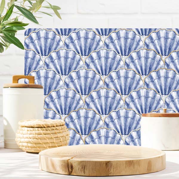 Blue Shell Repeat Glass Cutting Board