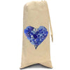 Cobalt Sea Glass Heart Wine Bag