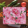 Pink Peonies Glass Cutting Board