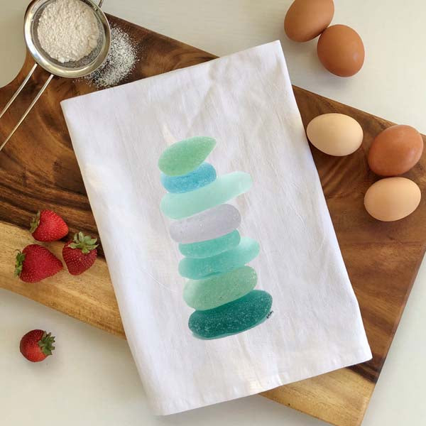 Sea Glass Stack Flour Sack Towel