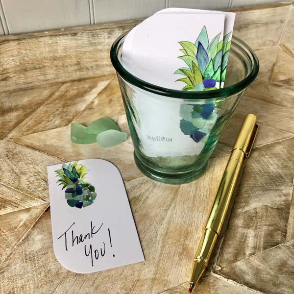 Sea Glass Pineapple Mini Note Cards - Coastal Cottage