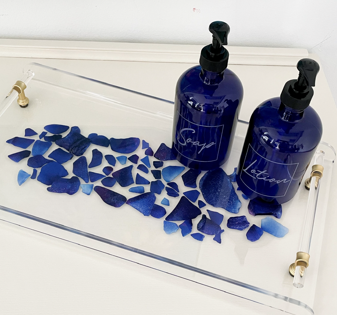 Cobalt Sea Glass Acrylic Tray